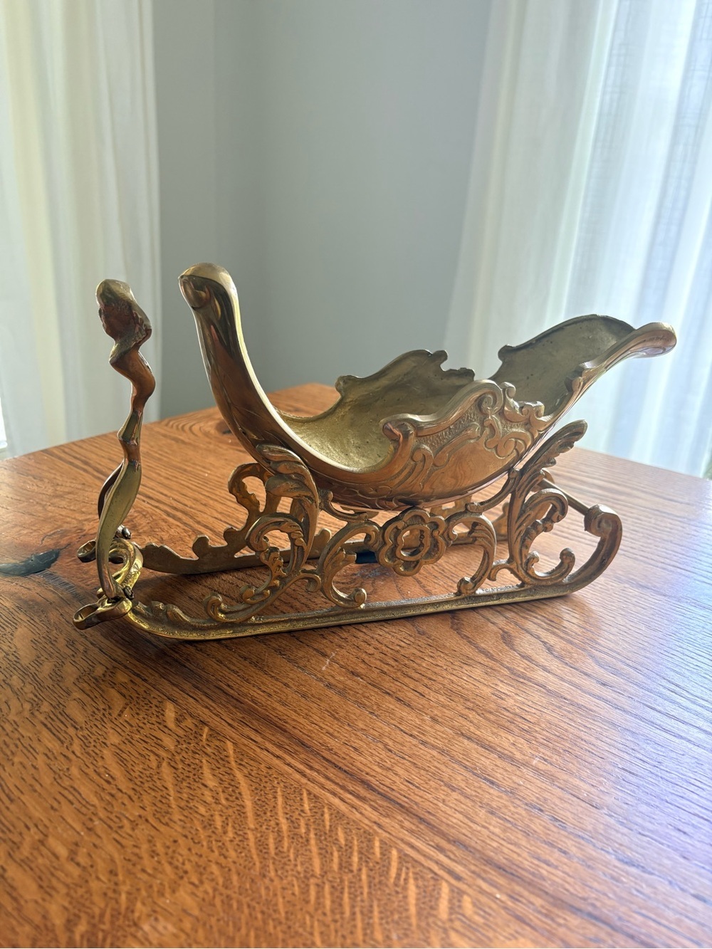Vintage Brass deer and 2-piece sleigh- ~5.6 pounds ~19 inches long! Christmas! - Picture 6 of 15